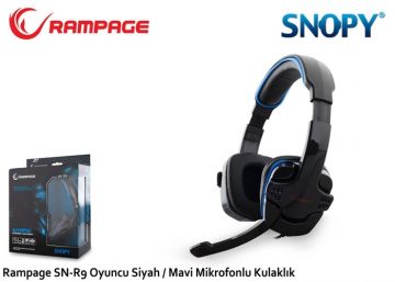 Snopy Rampage SN-R9 Oyuncu Siyah/Mavi Mikrofonlu Kulaklık
